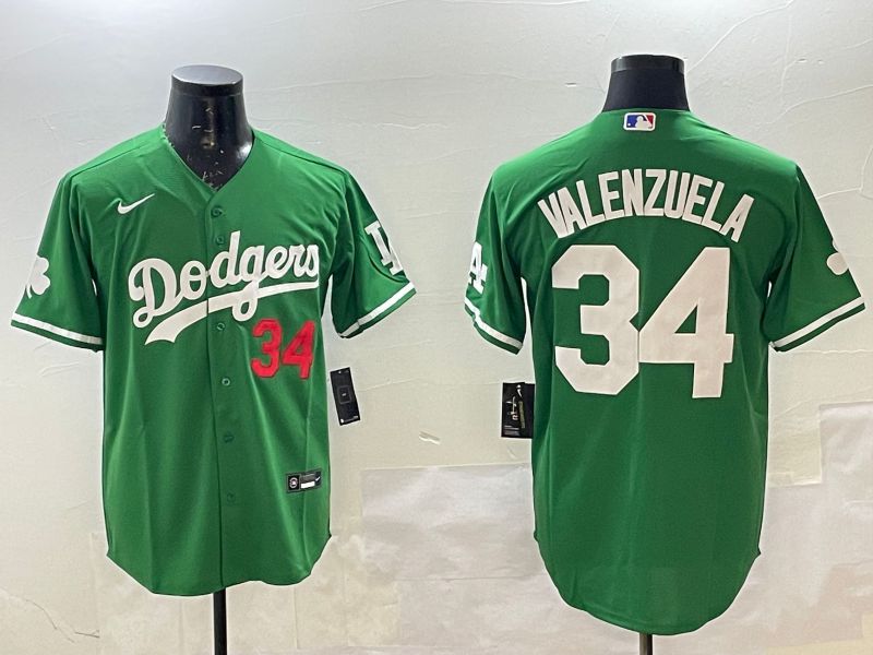 Men Los Angeles Dodgers #34 Valenzuela Green Fashion 2025 Nike MLB Jersey style 1->los angeles dodgers->MLB Jersey